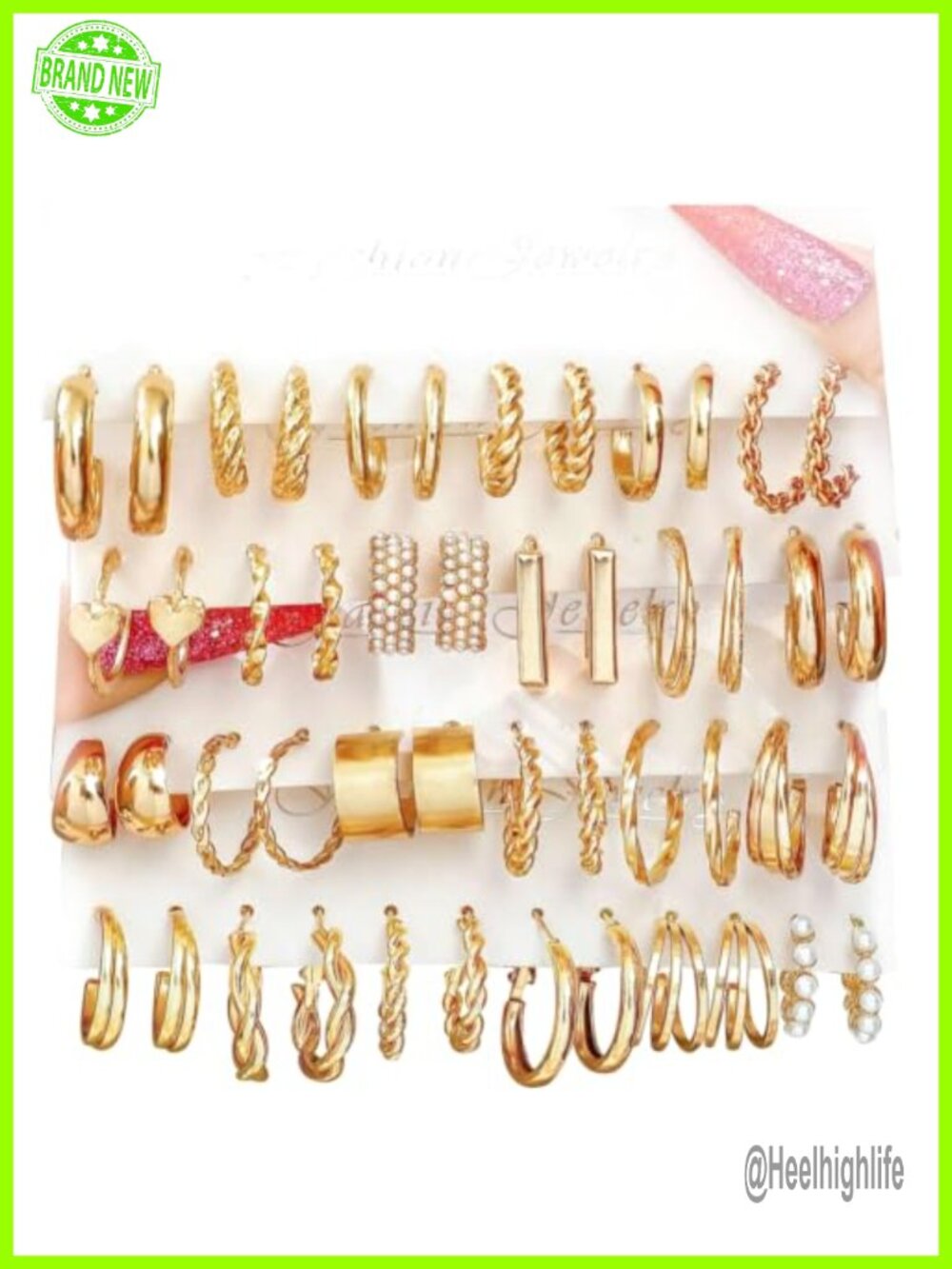 24 Pairs Gold Hoop Earrings Set Hypoallergenic Chunky Twisted Dangle Multipack